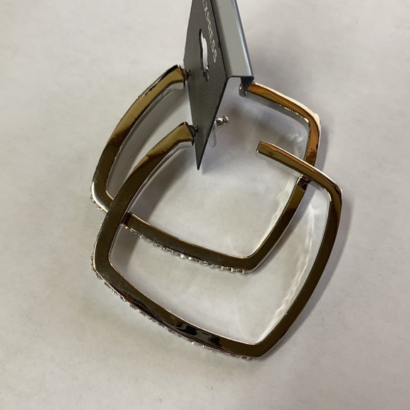 EXPRESS SILVER CRYSTAL RHINESTONE HOOP EARRINGS LARGE EX2 - Picture 3 of 4